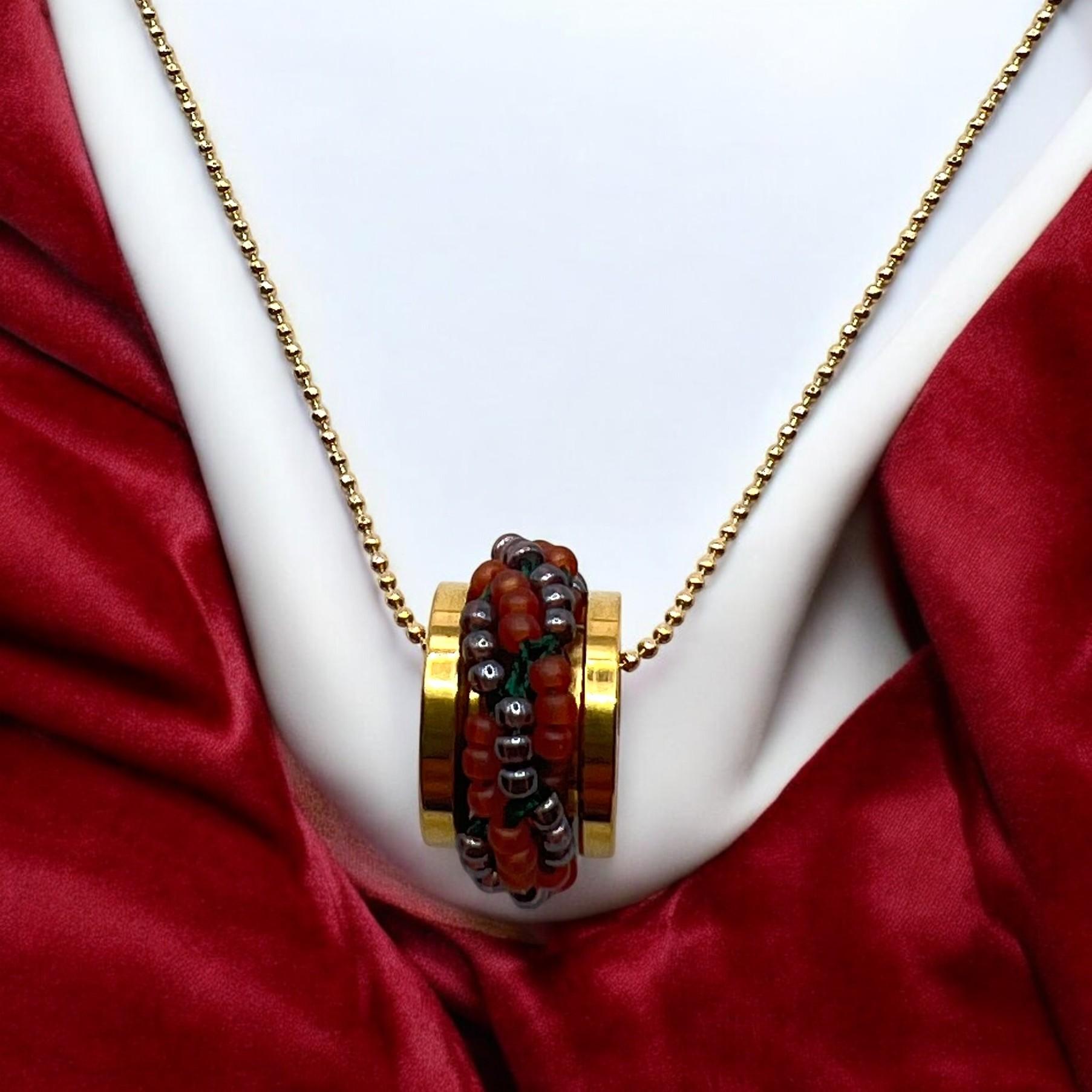 ミミール・カー  ペンダント（ミックス系）２カラー(レッド系＋ブラック系)  l-bdze072n | 3枚目